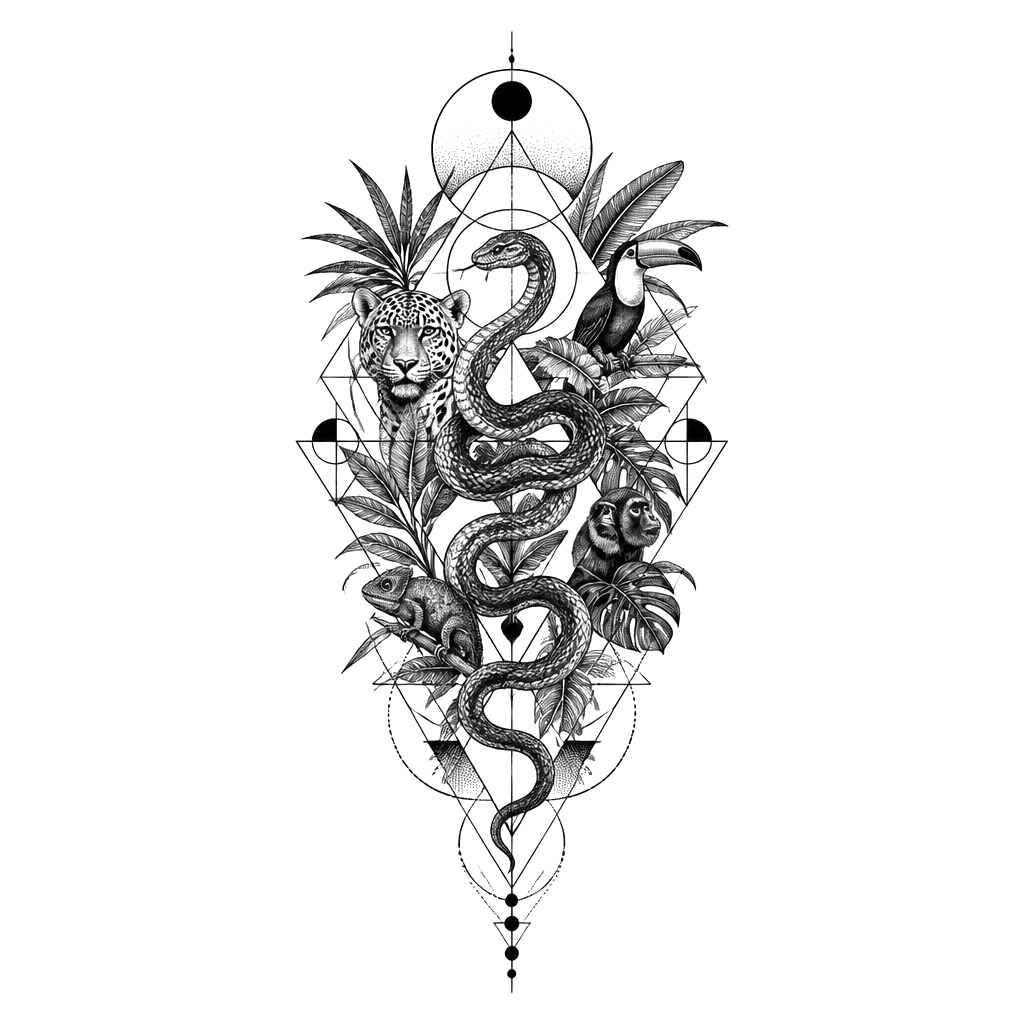 Jungle with snakes and other animals for forearm