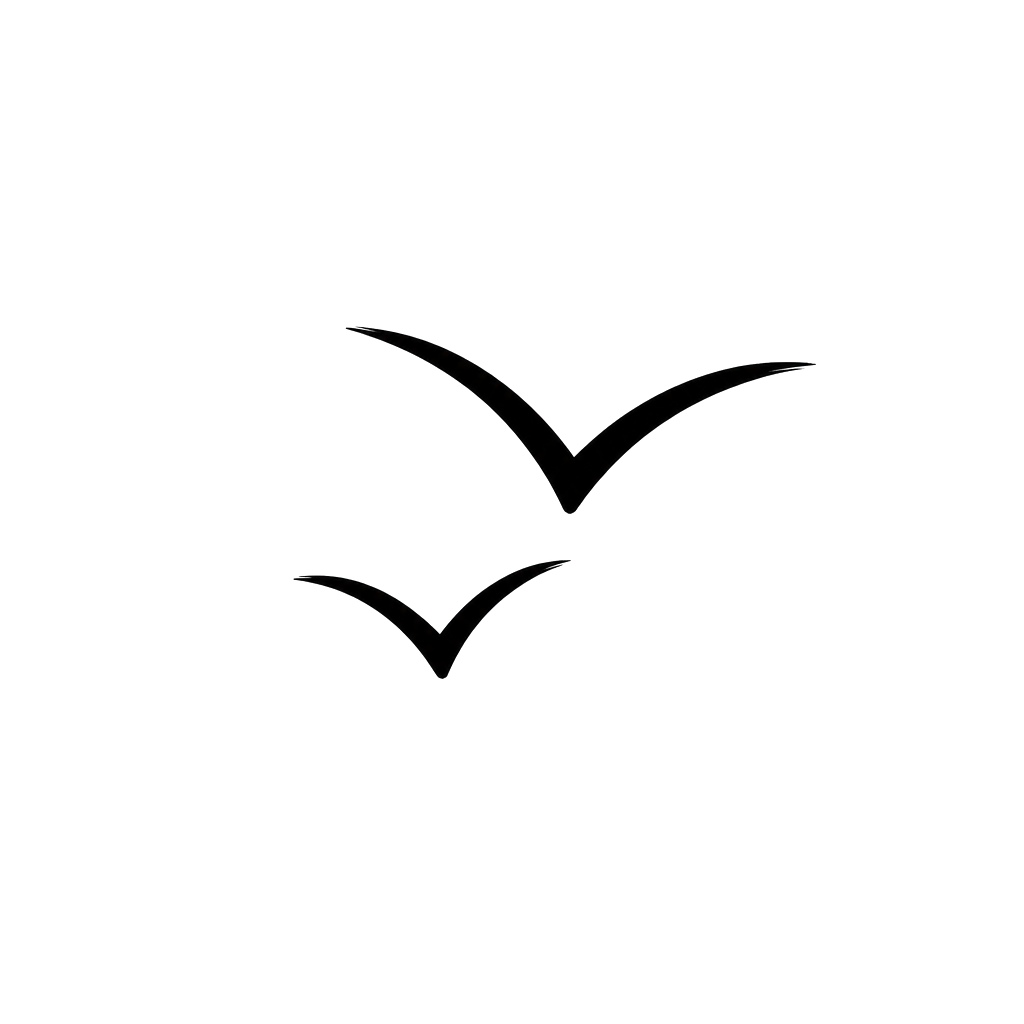 Two birds sketched as simple checkmarks