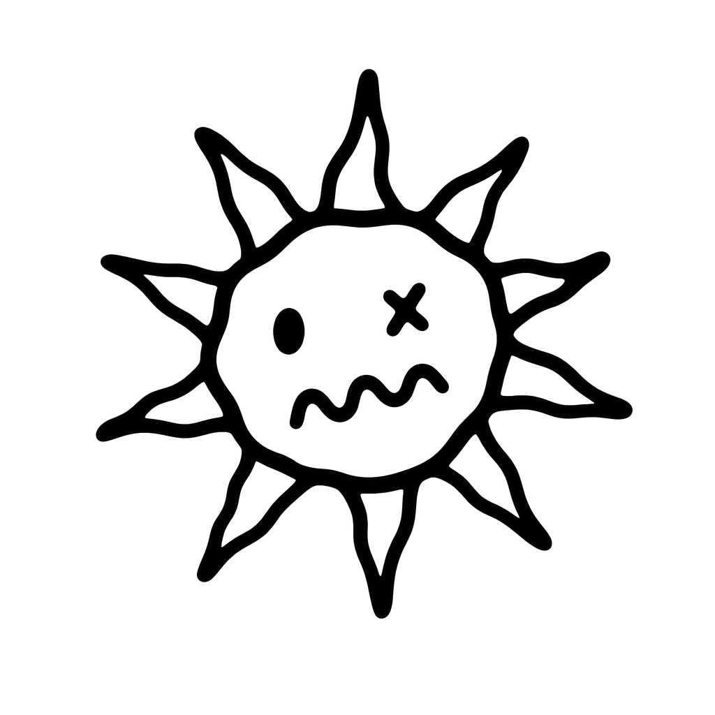 A clumsy sun with a squiggly face