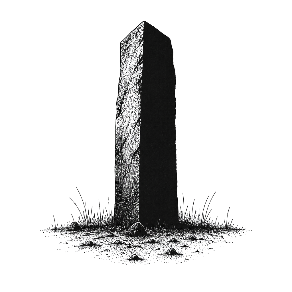 A lone monolith standing in an empty field
