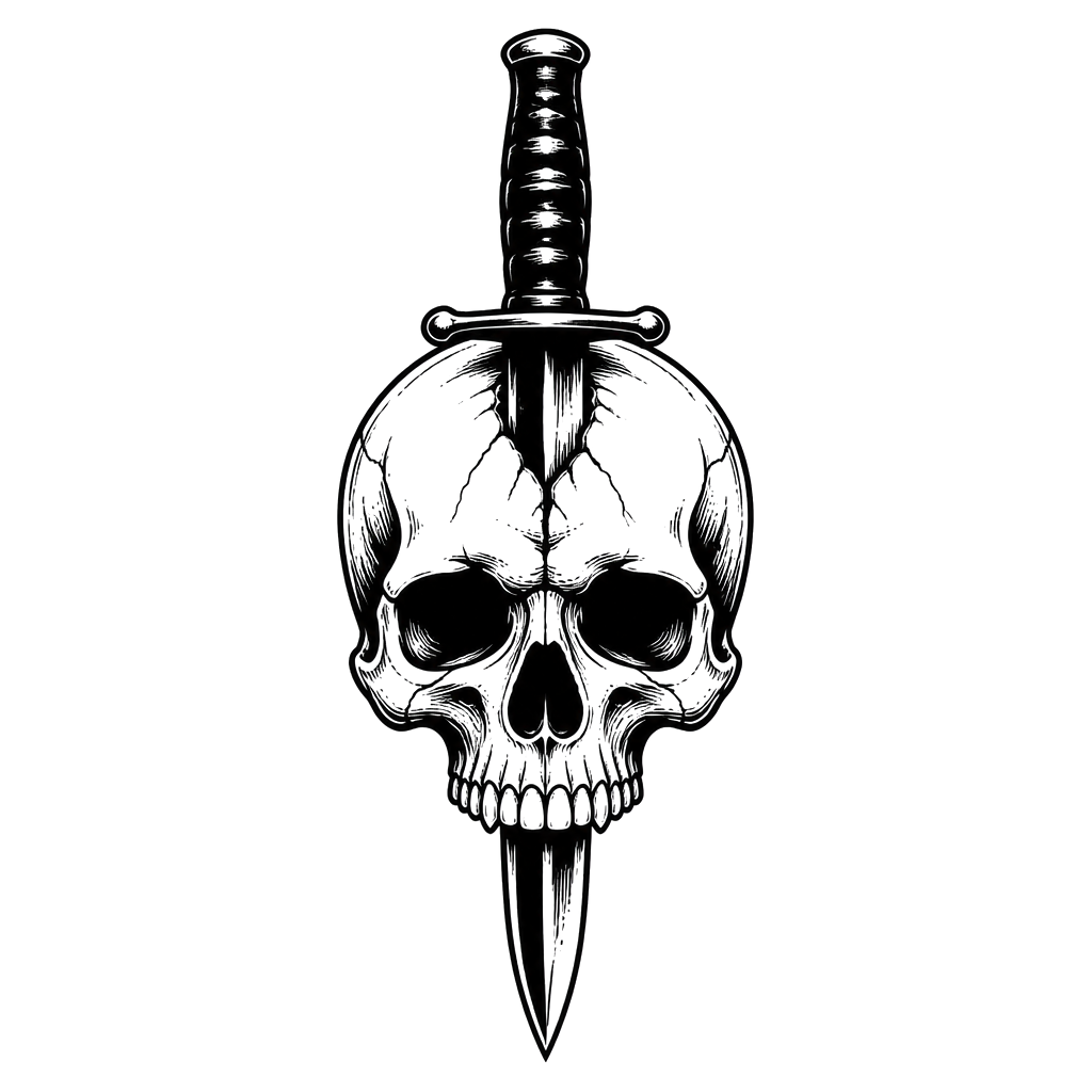 Something with a skull and knife