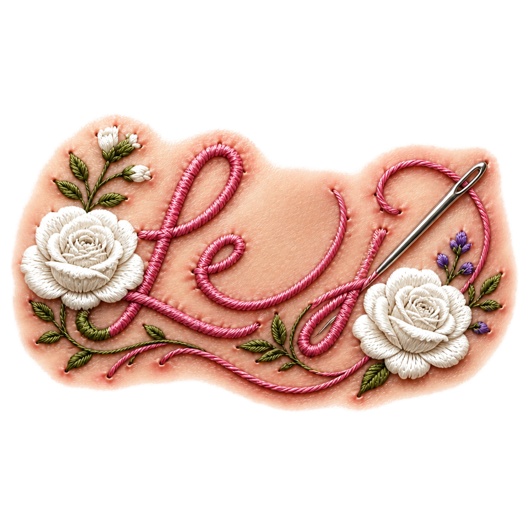 My mom loved to sew. She passed away and I want to make a tattoo of her name sewn into my arm with her name Letty. Make it look like it’s sewn into the flesh.