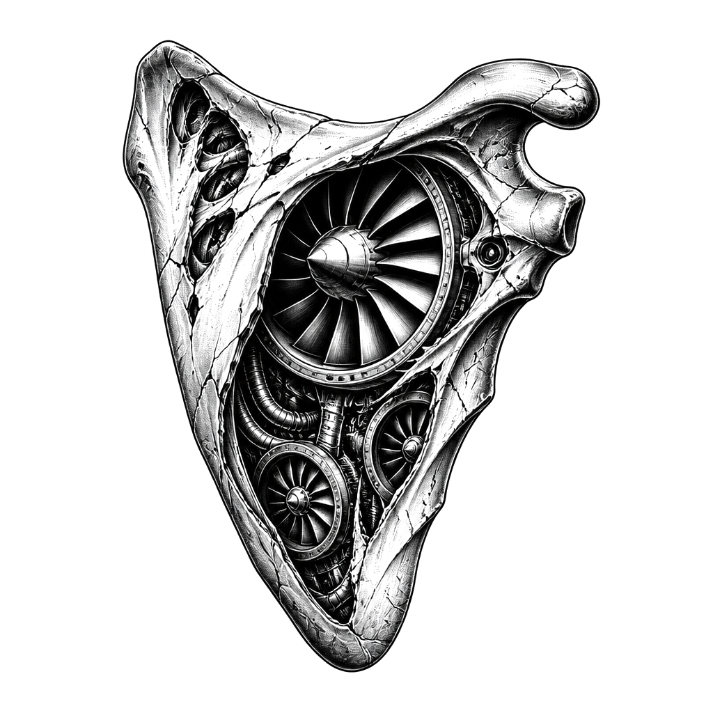 A shoulder blade opening into turbine fans