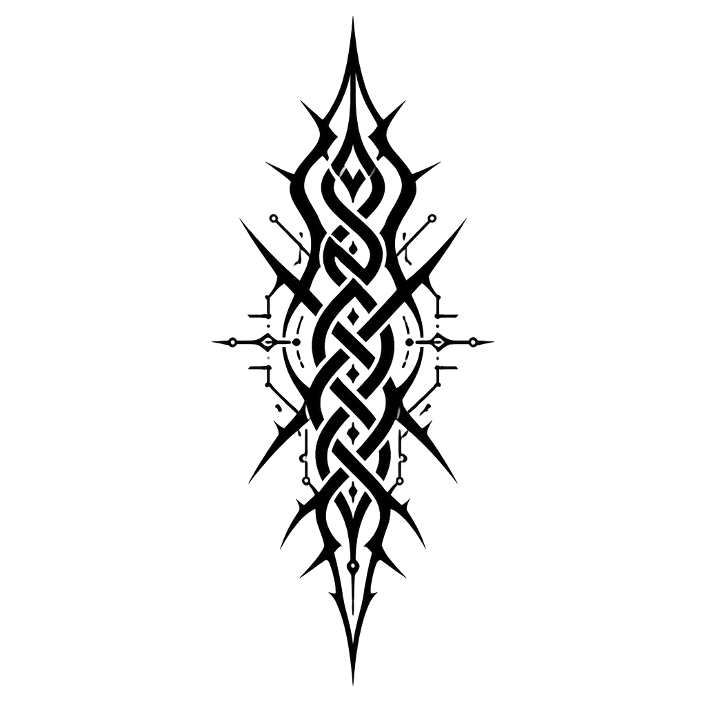 A knotwork braid sharpened into thorned spikes