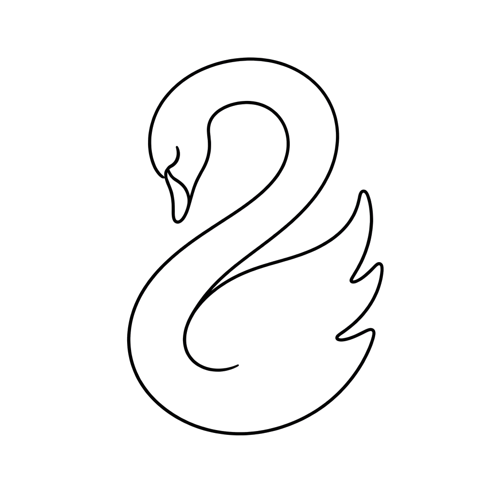 A swan bending into one unbroken curve