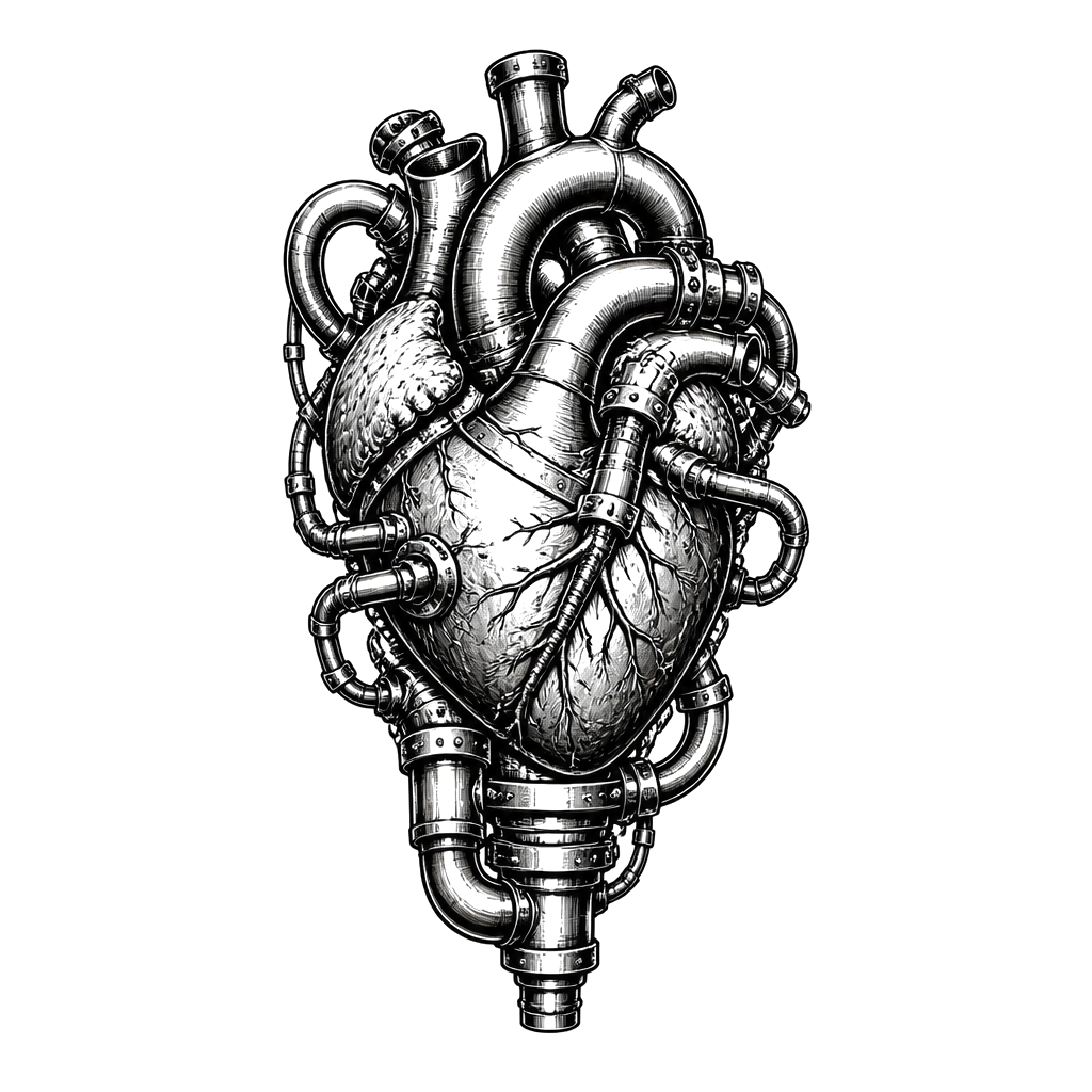 A heart pumping through steel tubing