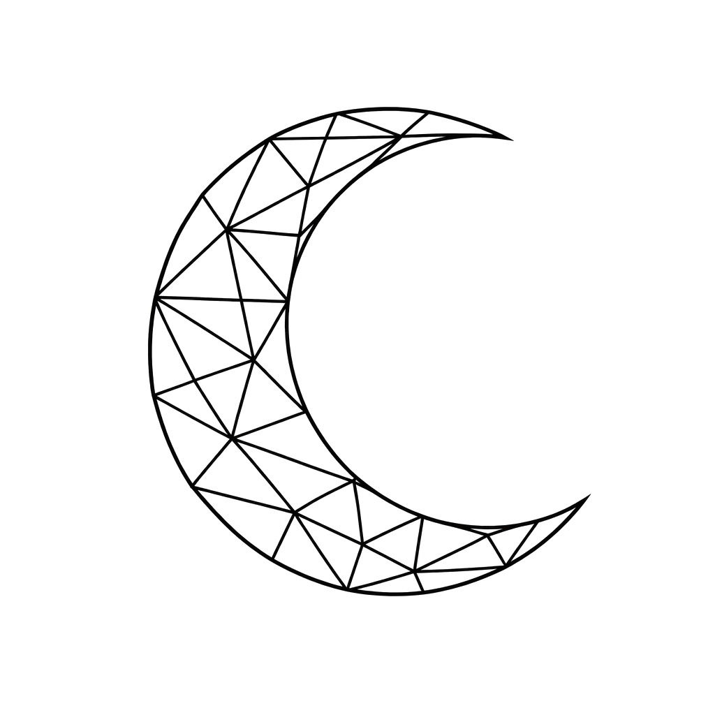 A crescent moon built from intersecting triangles