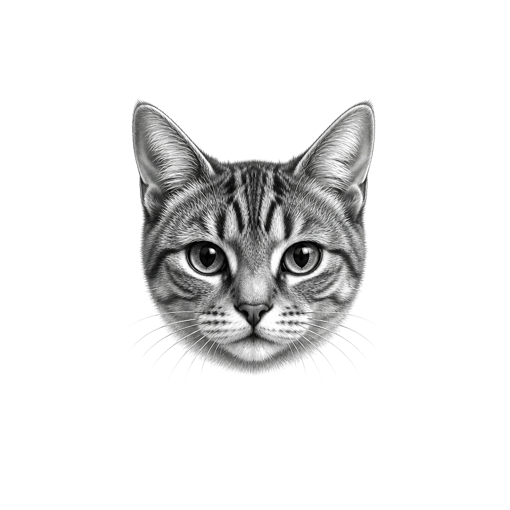 A tiny portrait of a cat's face