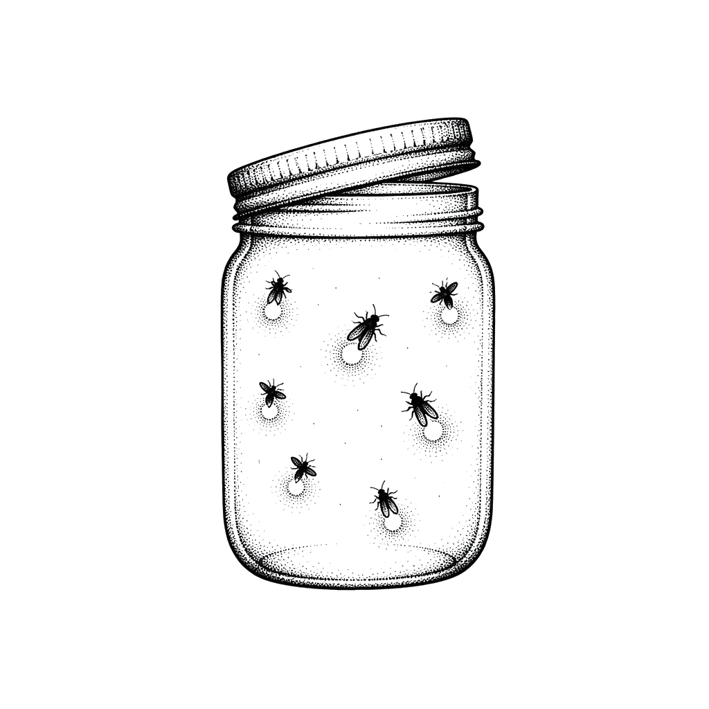 A jar of fireflies with the lid barely open