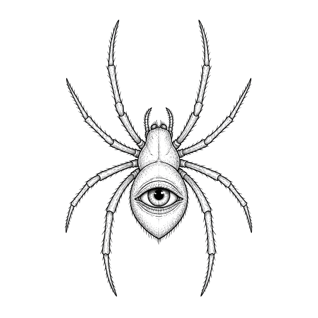 A spider with a single open eye on its back