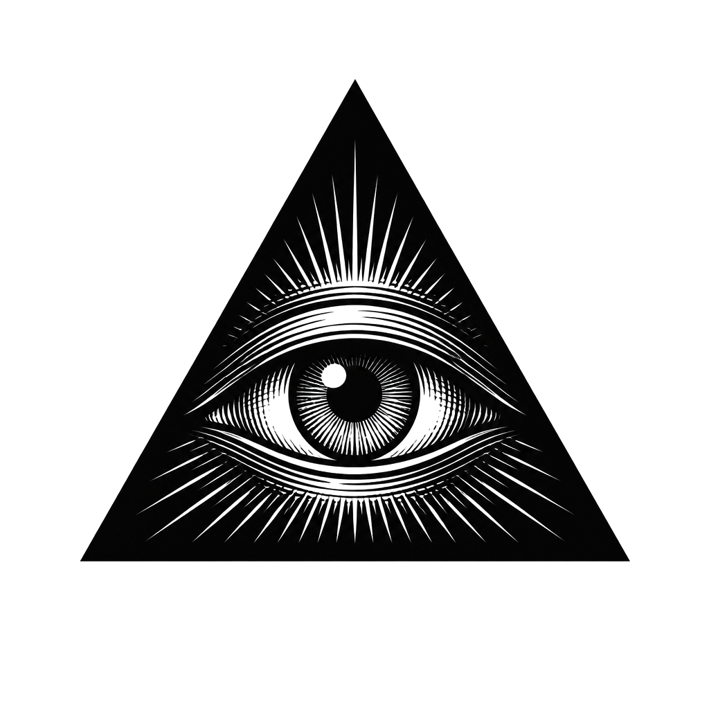 An all-seeing eye inside a blacked-out triangle
