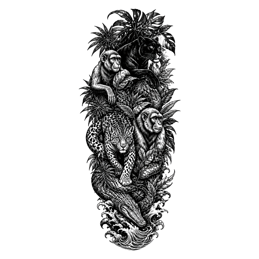 Jungle with snakes and other animals for forearm