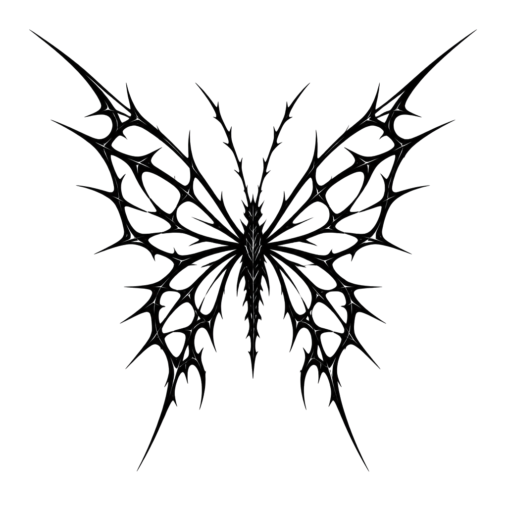 A thorned butterfly of razor-thin spikes