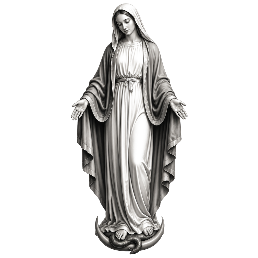 The Virgina Mary, full portrait image. Best tatooes in the word.