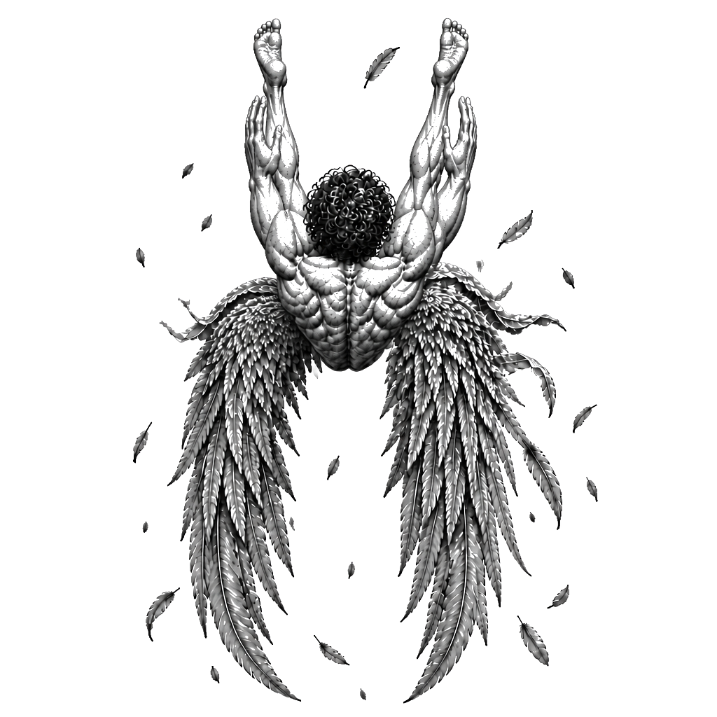 Un ange de style Icarus de la mythologie grecque qui tombe