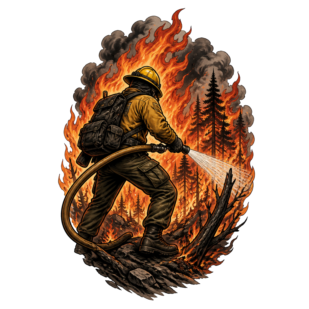 Wildland firefighter fighting a wildfire