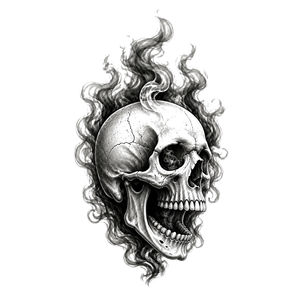 a skull with smoke coming out of it
