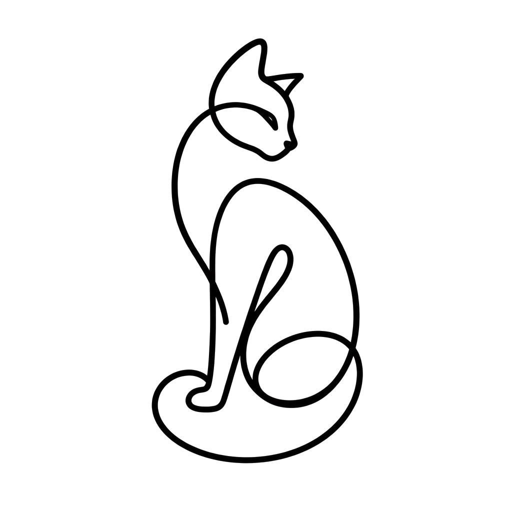 A single line of cat, bold lines, artistic