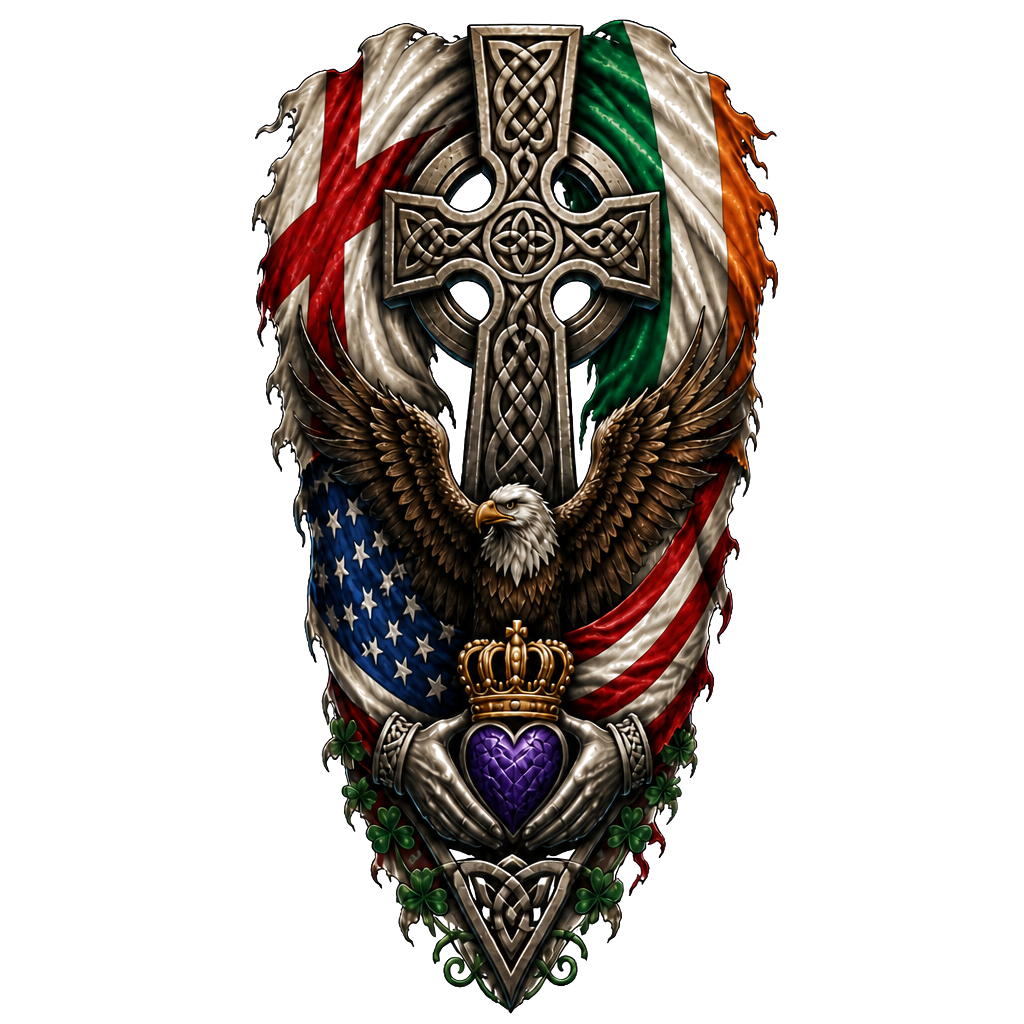 English and Irish tattoo with meaning that also is America