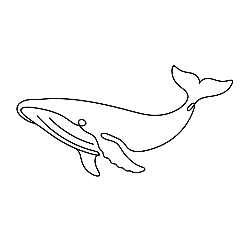A whale outlined in one closed loop