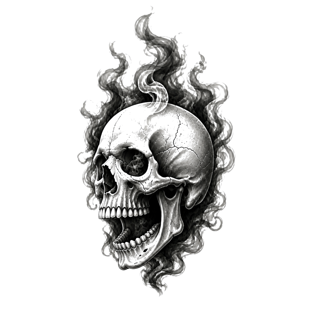 a skull with smoke coming out of it