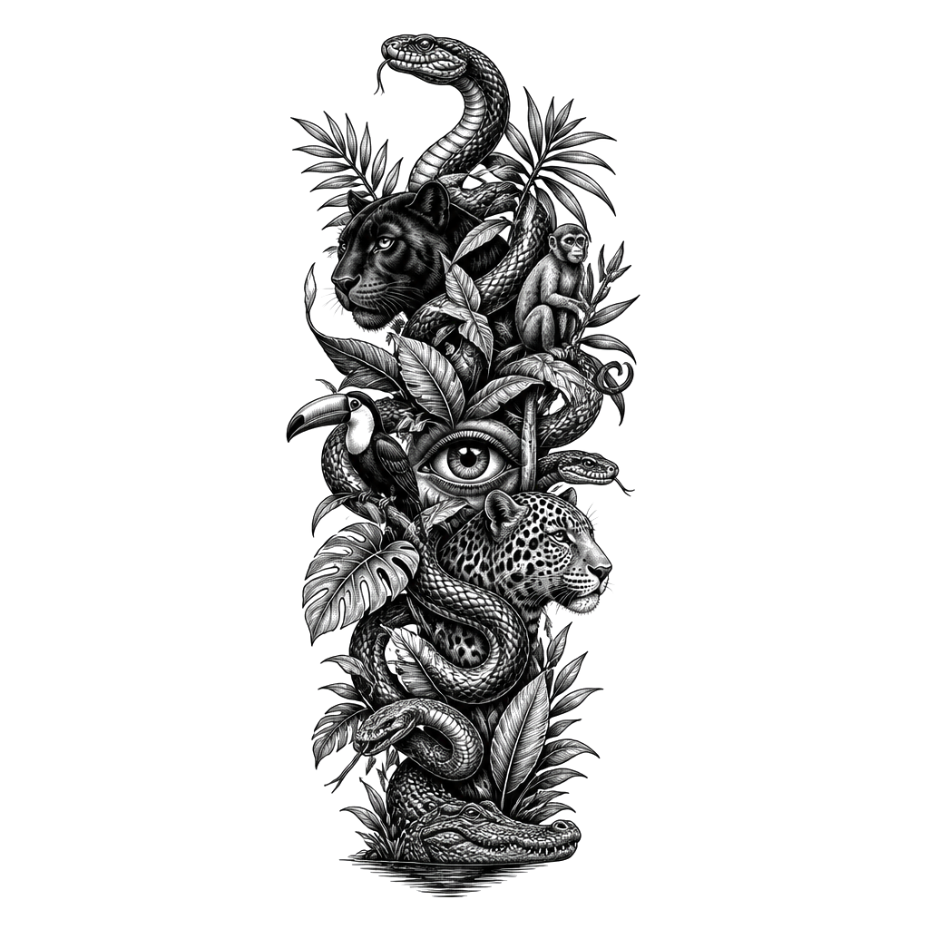 Jungle with snakes and other animals for forearm