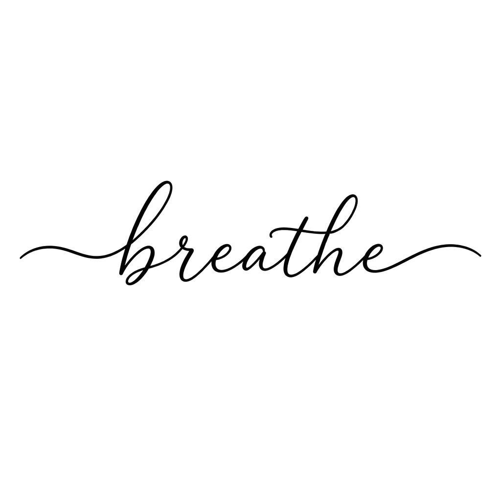 The word "breathe" written in one soft script line