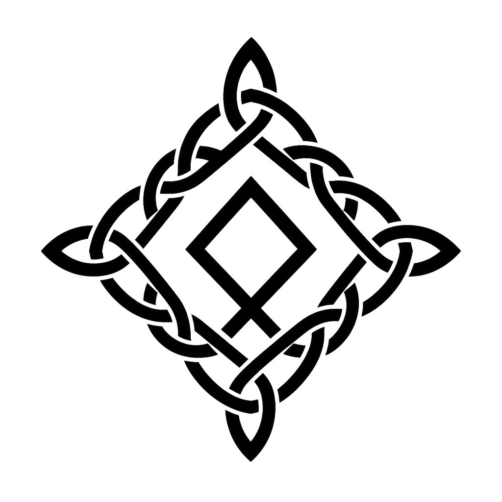 The Ingwaz seed rune set inside a woven diamond
