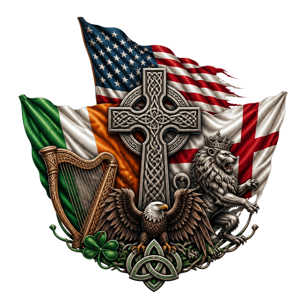 English and Irish tattoo with meaning that also is America.