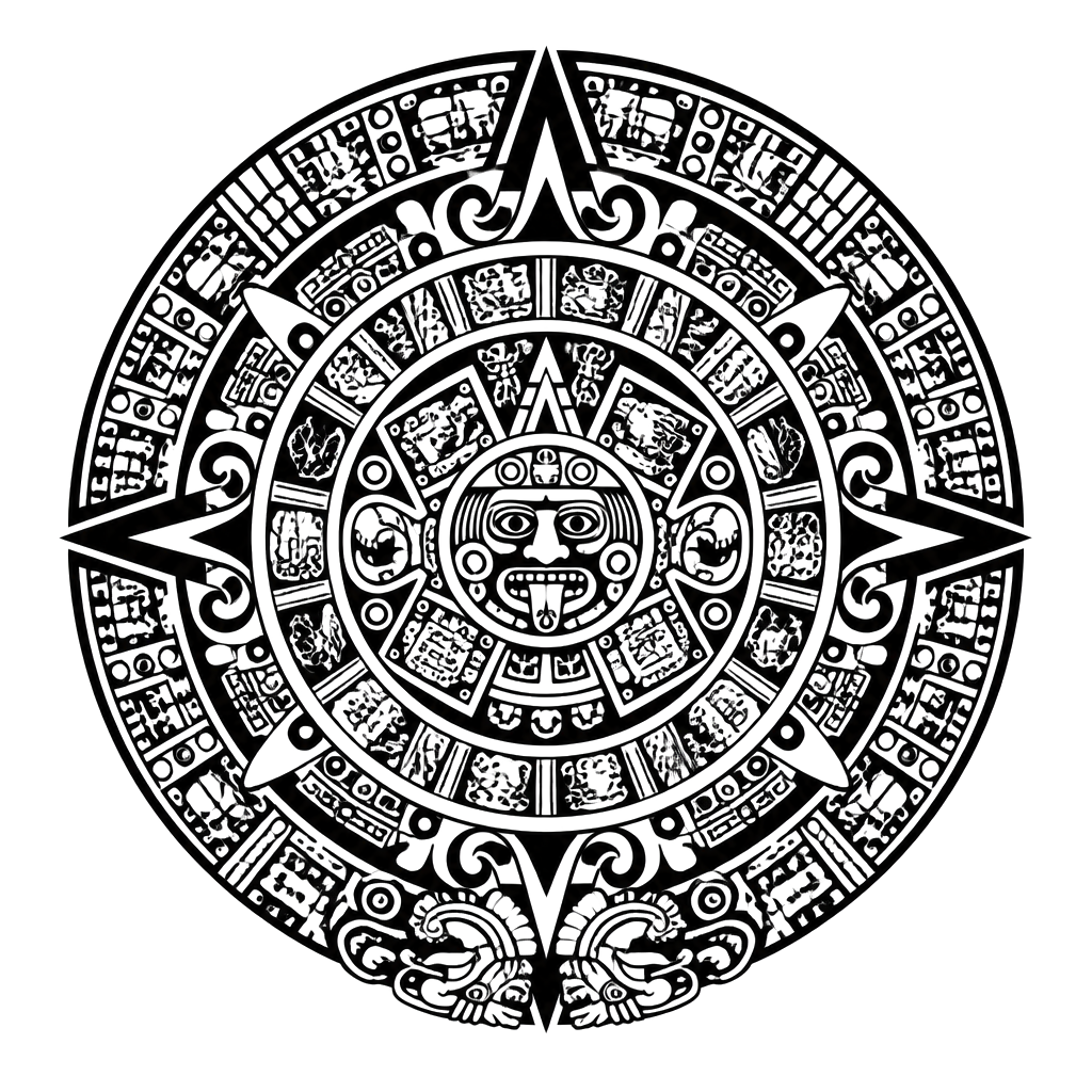 A calendar wheel of concentric glyph rings