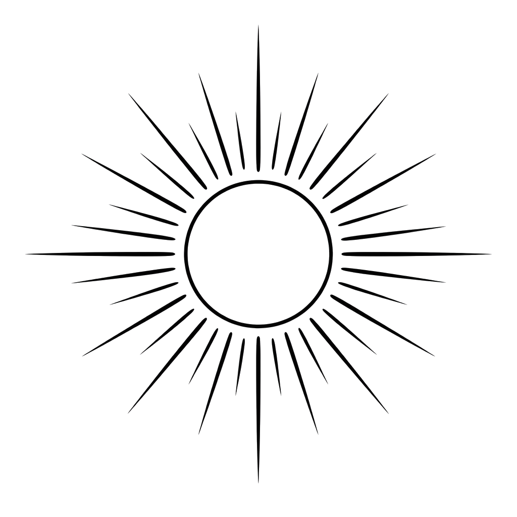 Circle with rays bursting out (like minimalist sun)
