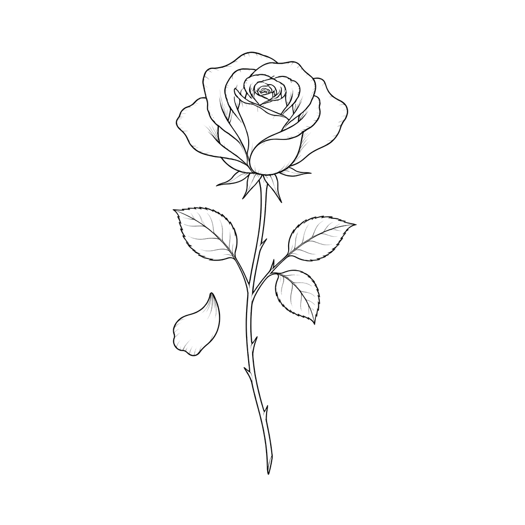 A single-needle rose with one petal falling