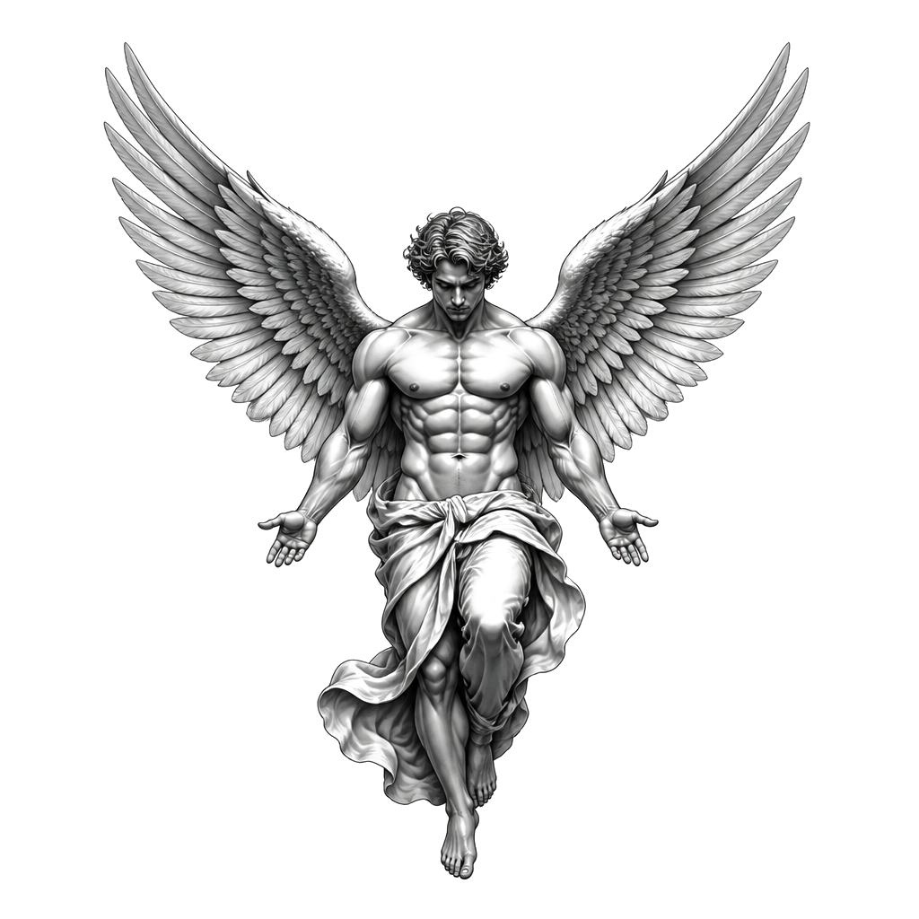 Un ange musclé avec des ailes