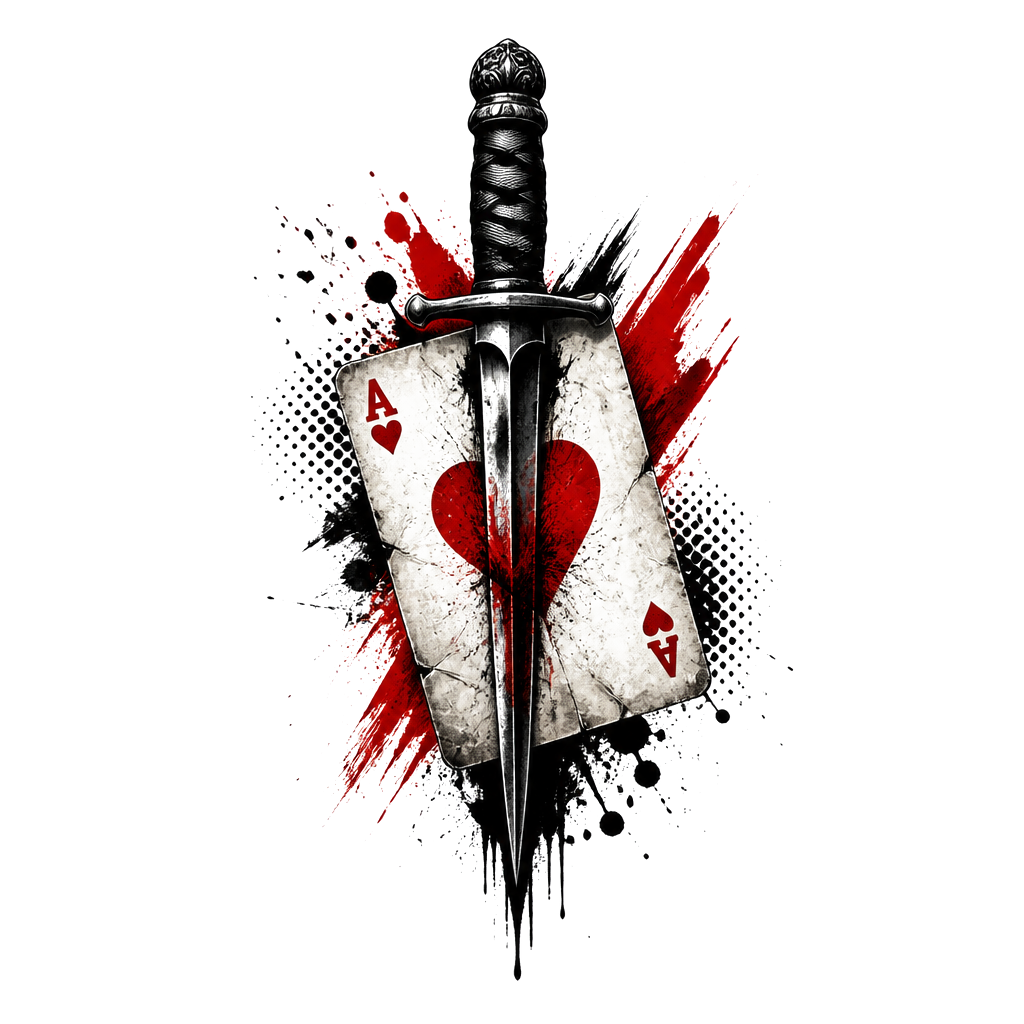 A dagger through the ace of hearts