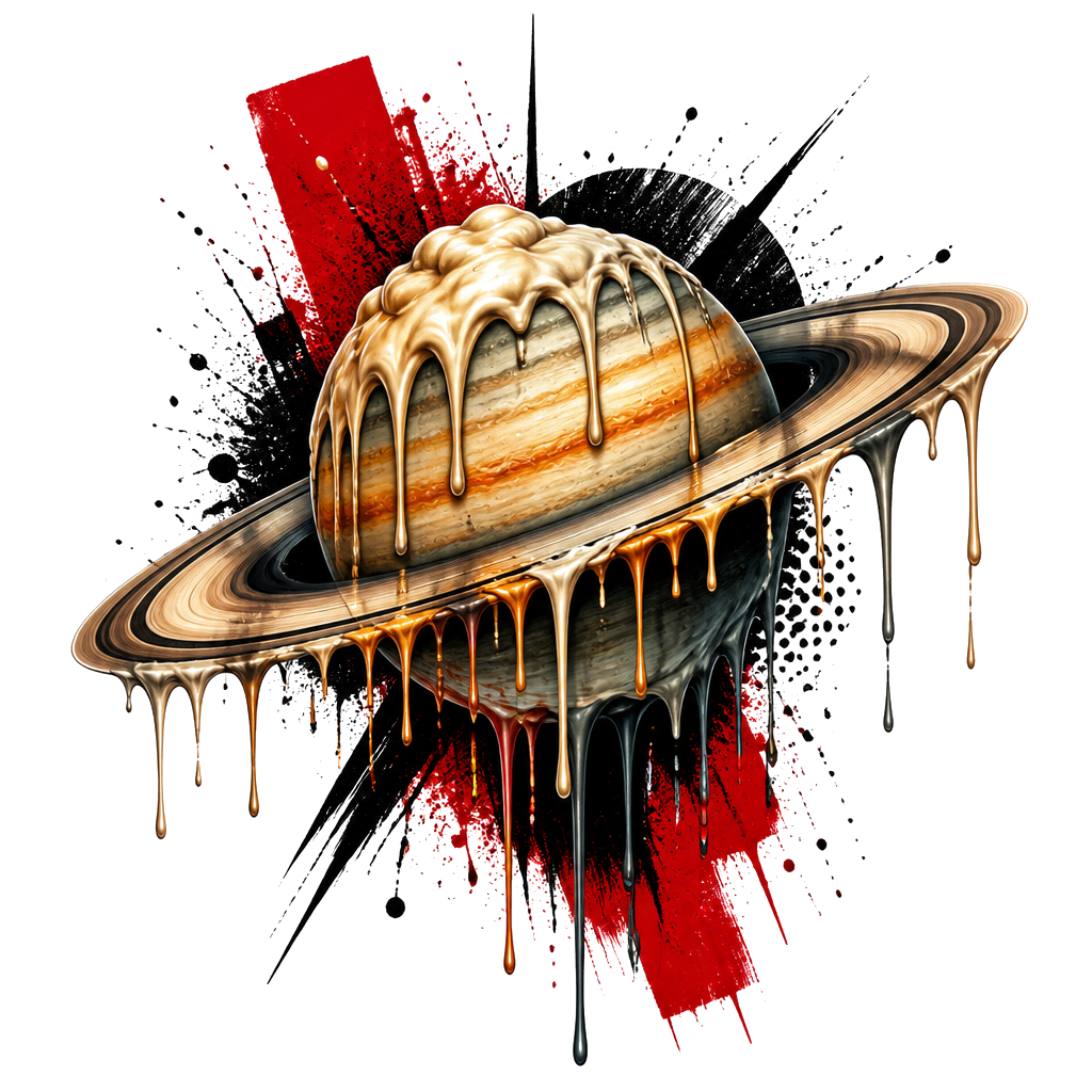 Saturn dripping like melting candle wax