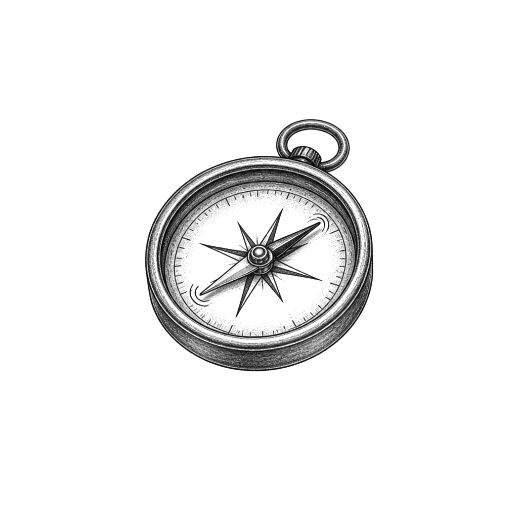 A miniature compass with a trembling needle