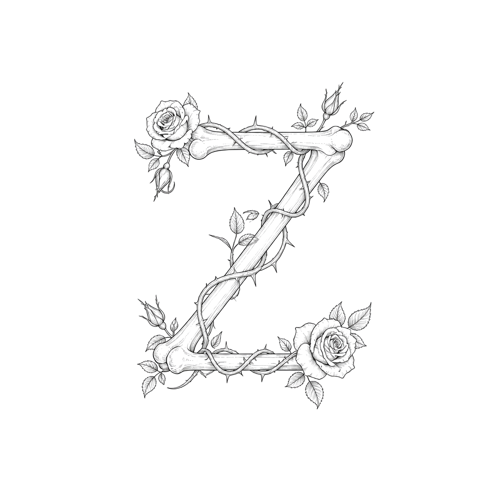 An anatomical ‘z’ shaped wrapped in thorned roses sort of bracelet