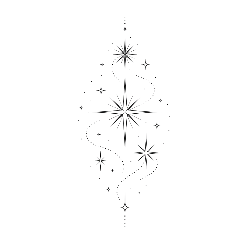 Stars at upper thigh