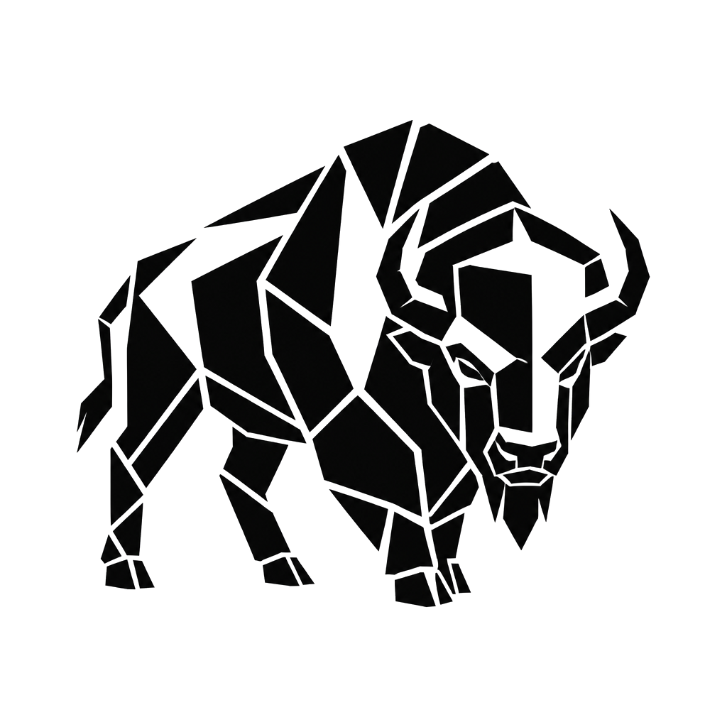 A bison built from heavy angular slabs