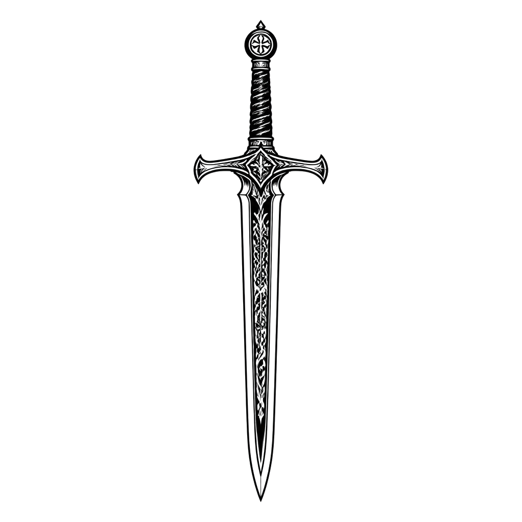 A sword with Isaiah 54:17 inside of it