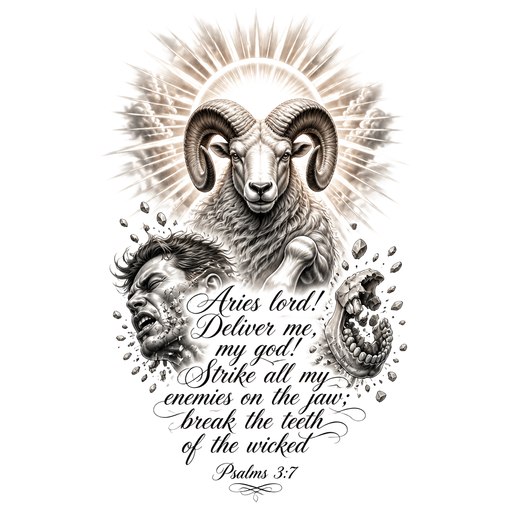 Aries lord! Deliver me, my god! Strike all my enemies on the jaw; break the teeth of the wicked 
Psalms 3:7


Sun shine in background