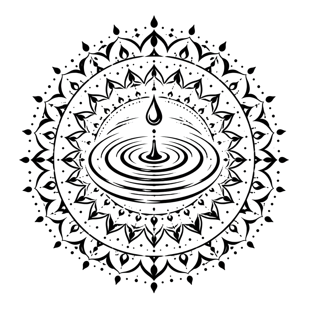 A raindrop mandala rippling outward in rings