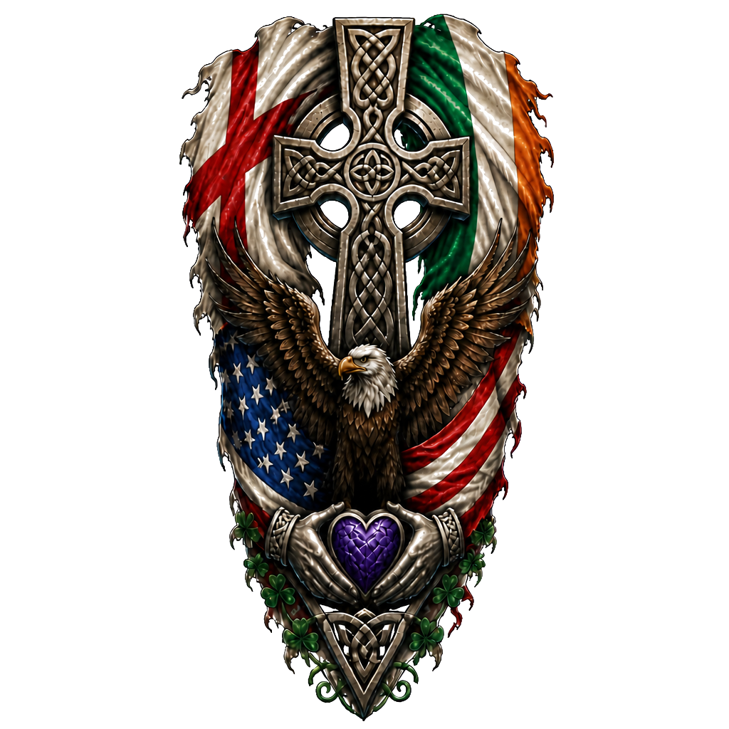 English and Irish tattoo with meaning that also is America