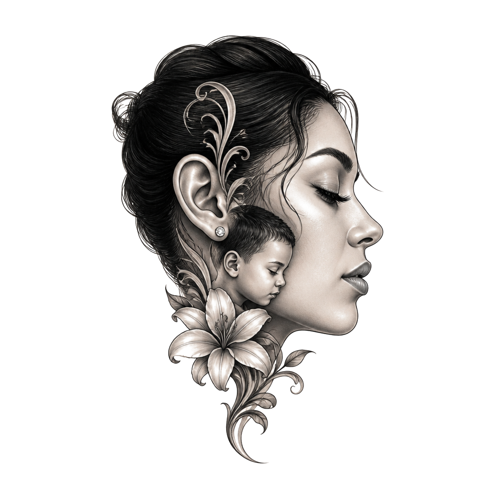 I want my son name, Kalani Teddy on side of my face by my ear
