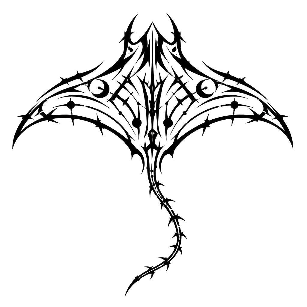 A barbed stingray gliding across the lower back