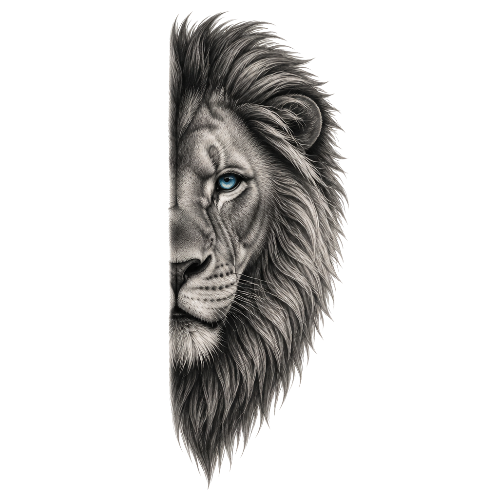 Wanting half a lions head on my forearm with one blue eye