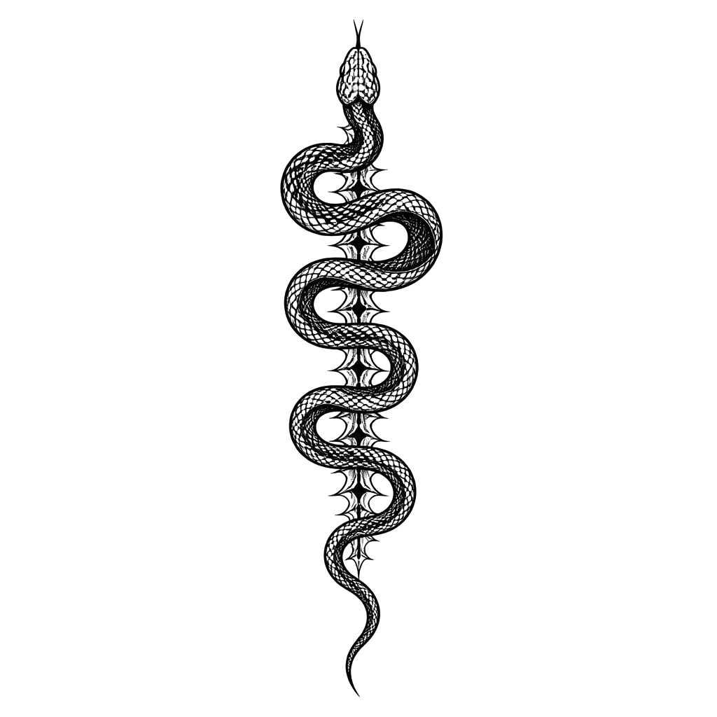 A long snake winding down the spine