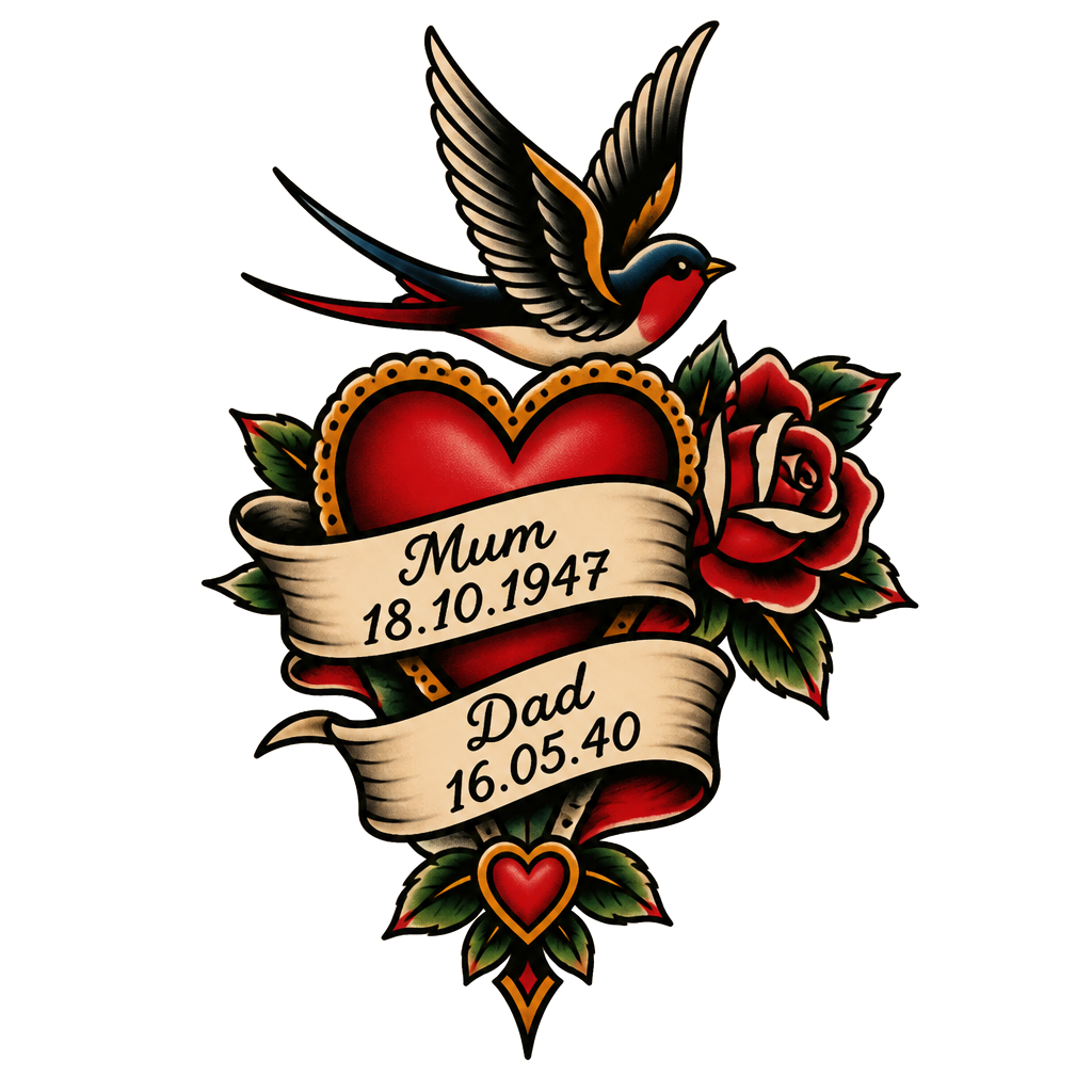 please can you all in cursive writing write mum under it 18.10.1947 then white dad under it write 16.05.40 and a love heart and add something special
