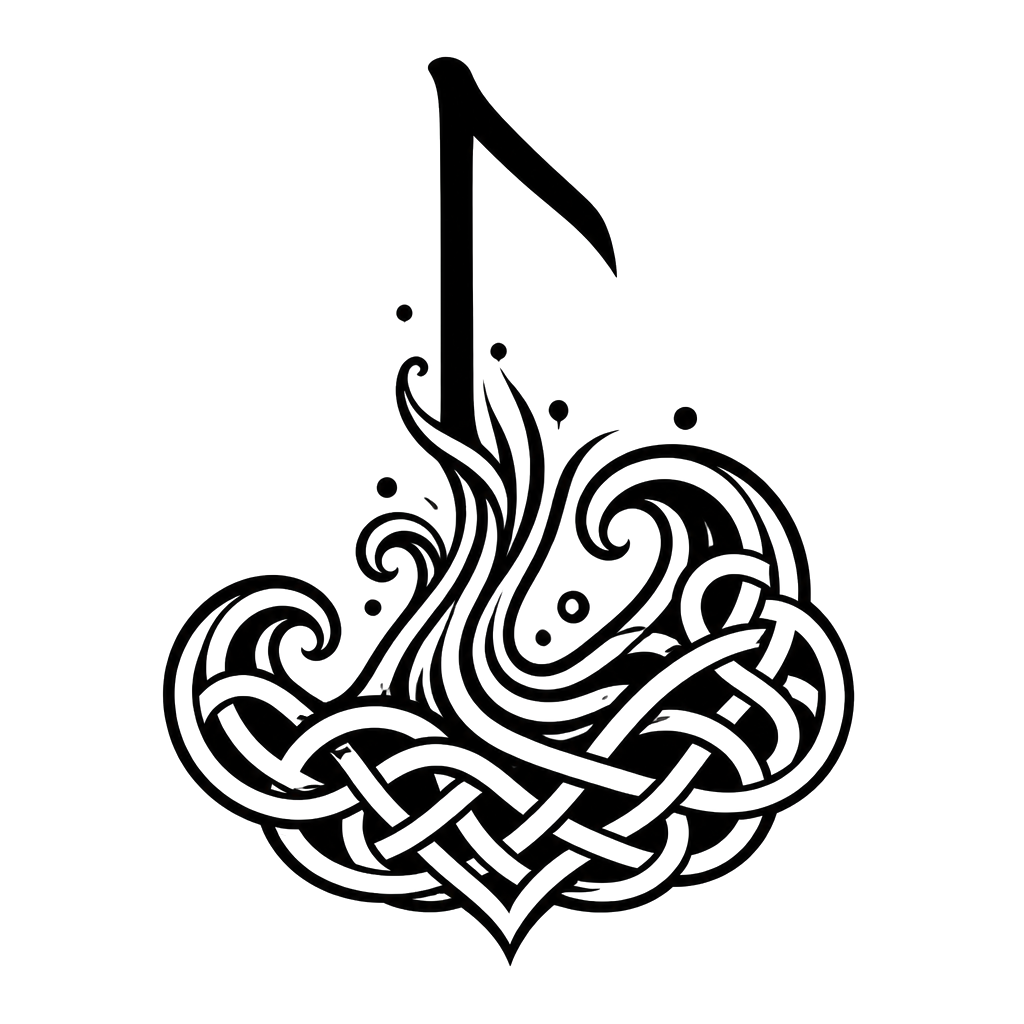 The Laguz water rune flowing into knotwork waves