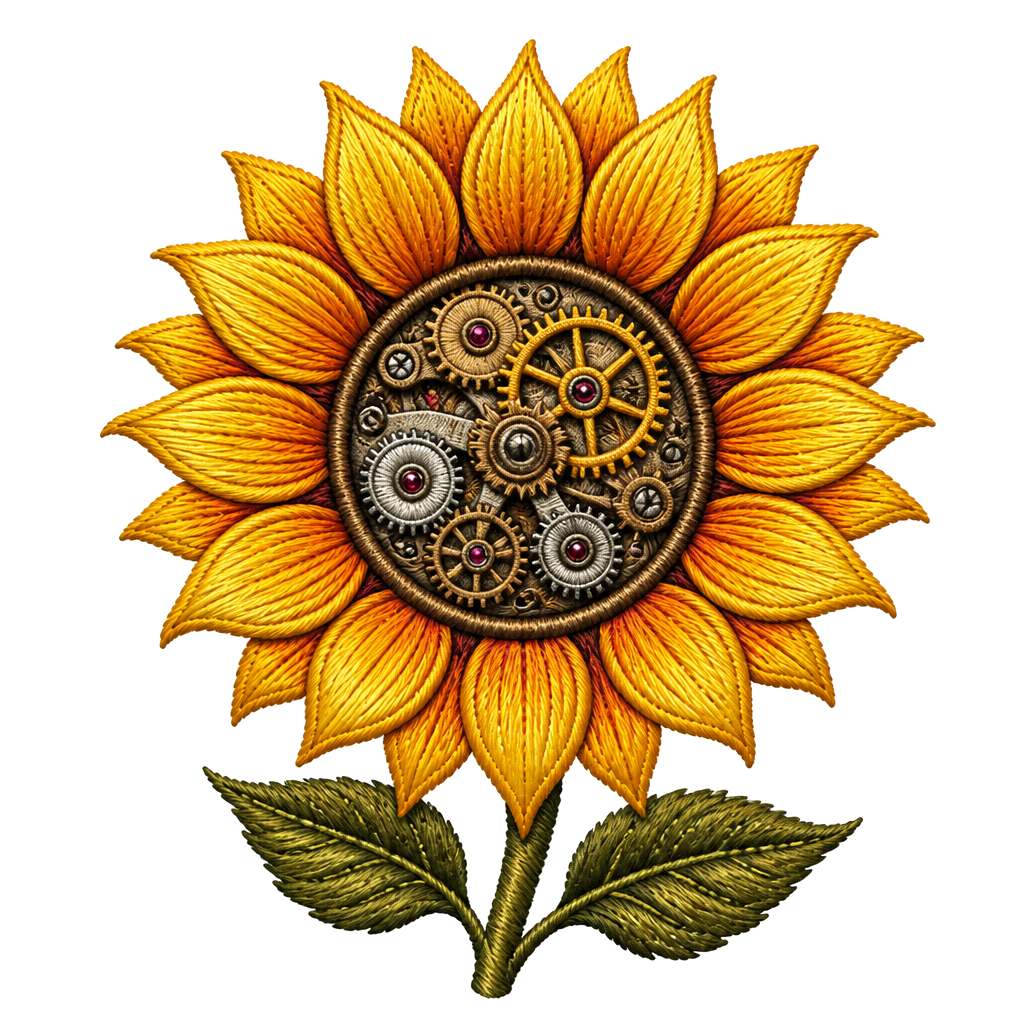 A sunflower with a clockwork center